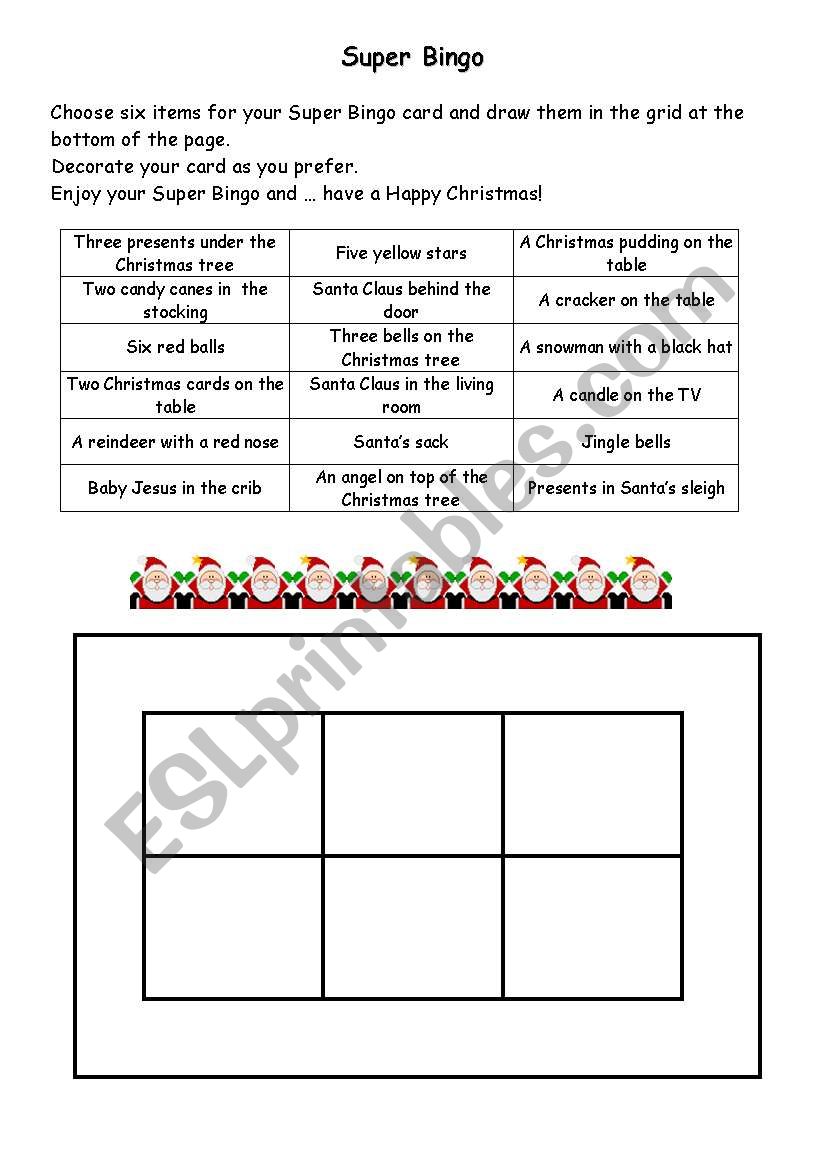 Super Christmas Bingo worksheet