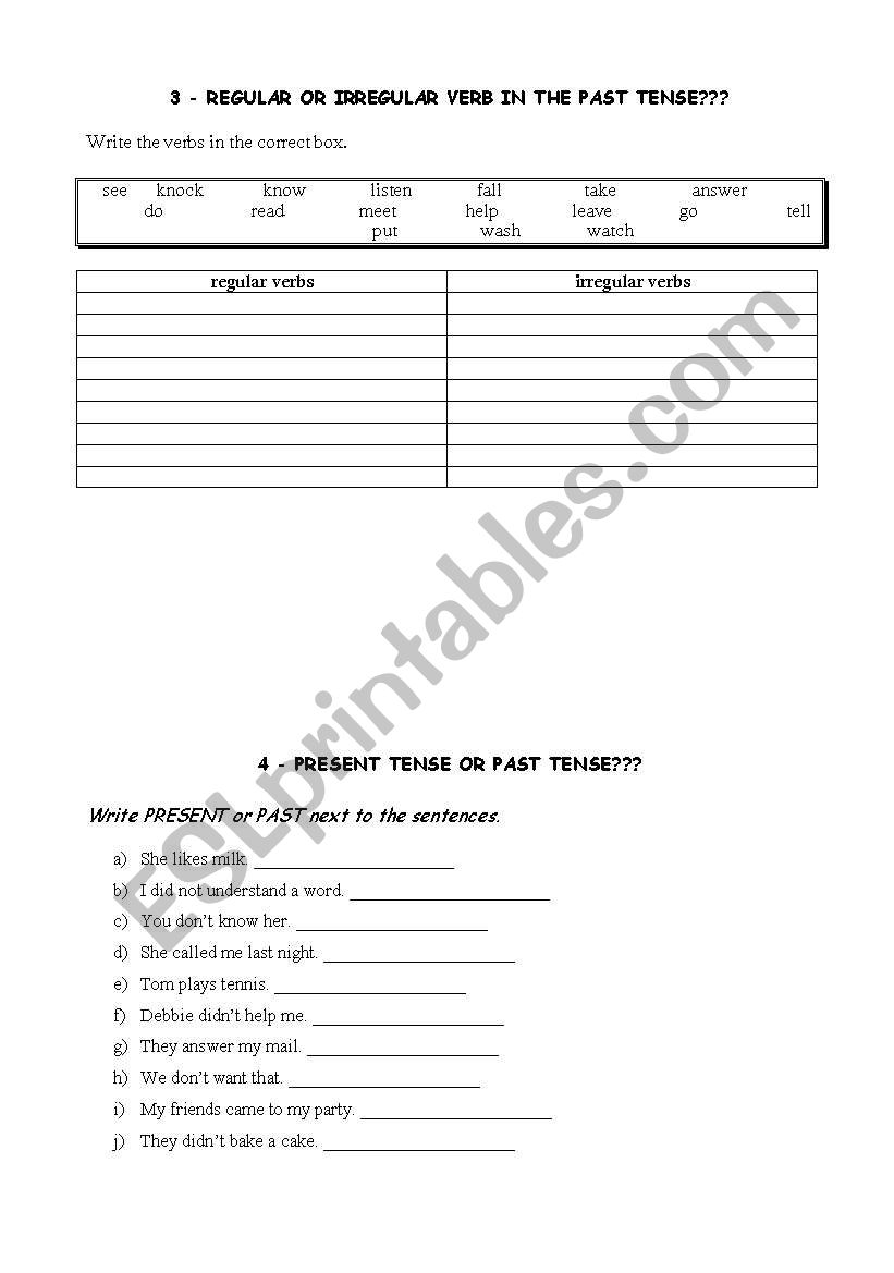 regular & irregular verbs in the past