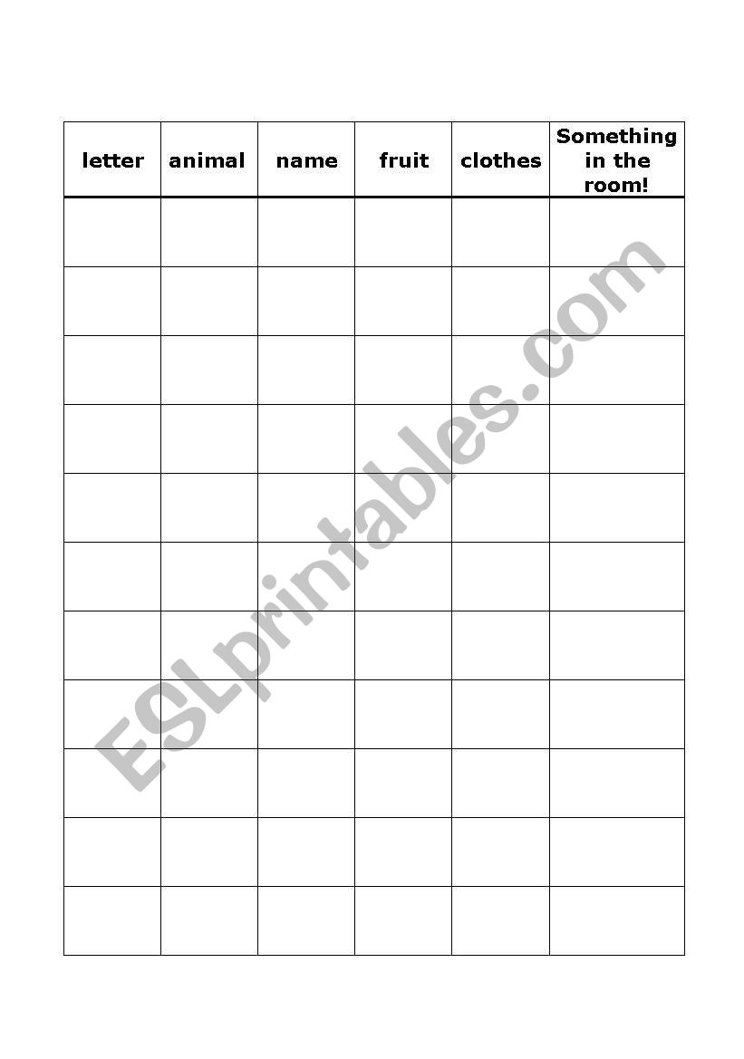 letter animal name game worksheet