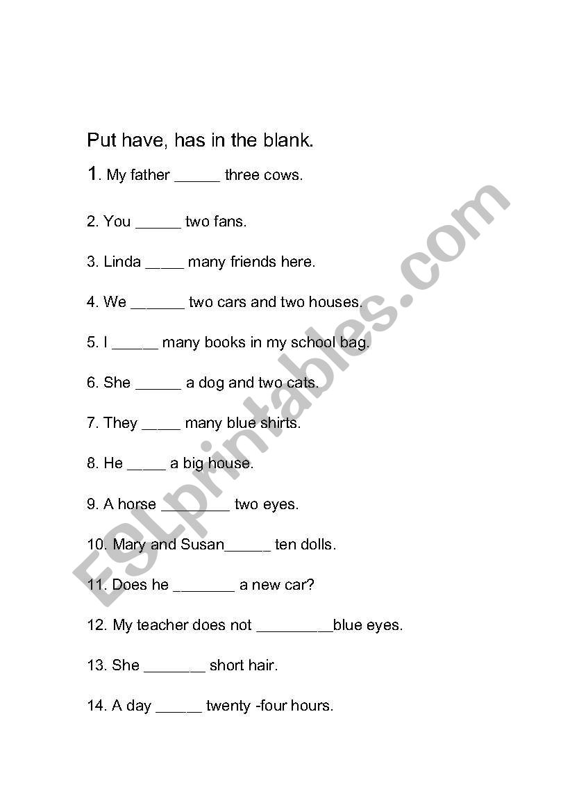 Exercise worksheet