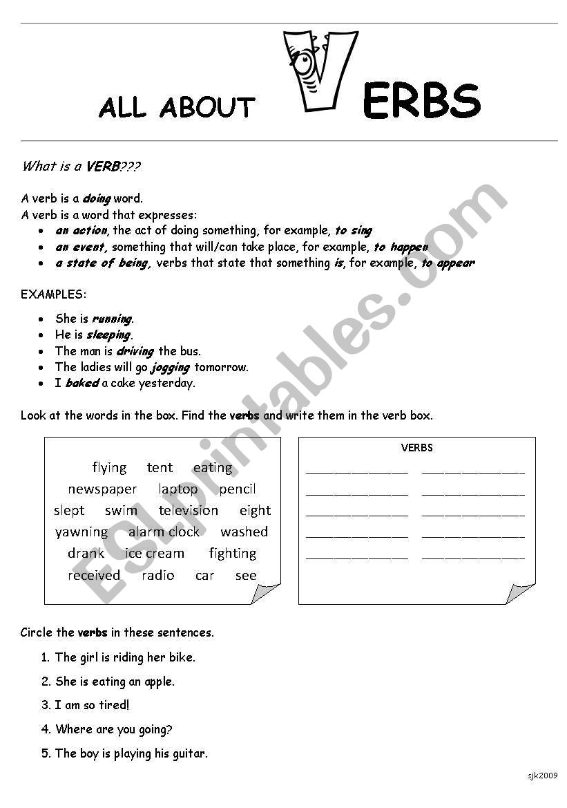 All About Verbs worksheet