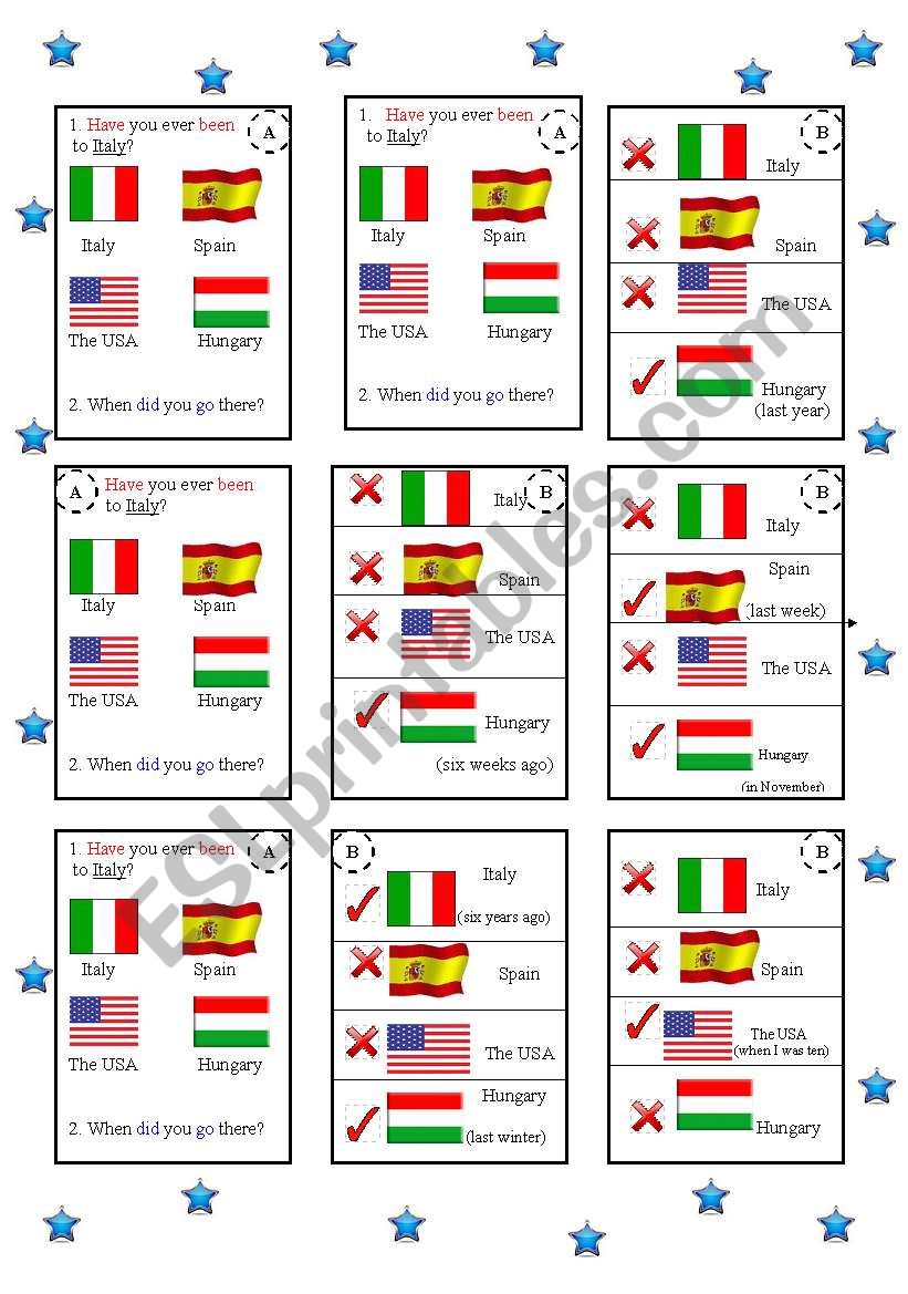 Speaking cards - Present Perfect and Past Simple