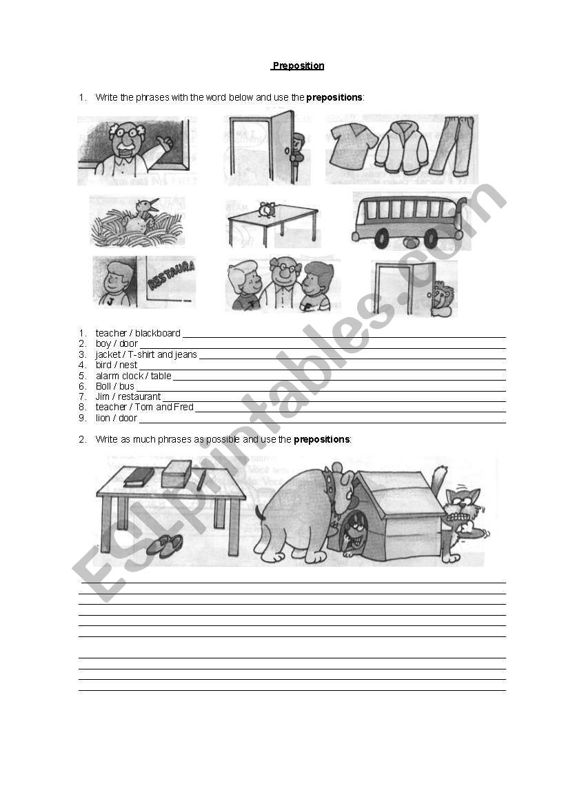 Prepositions Exercises worksheet