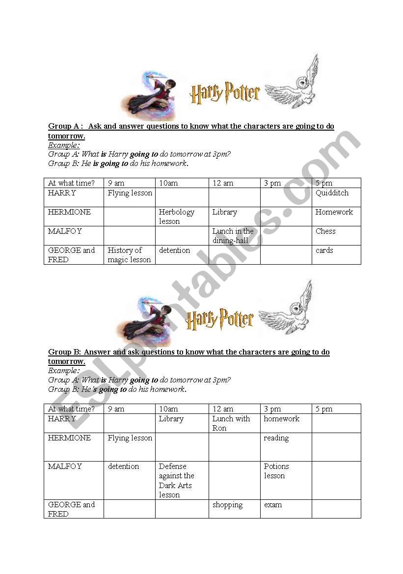 look at the timetable! Harry Potter is going to .... 