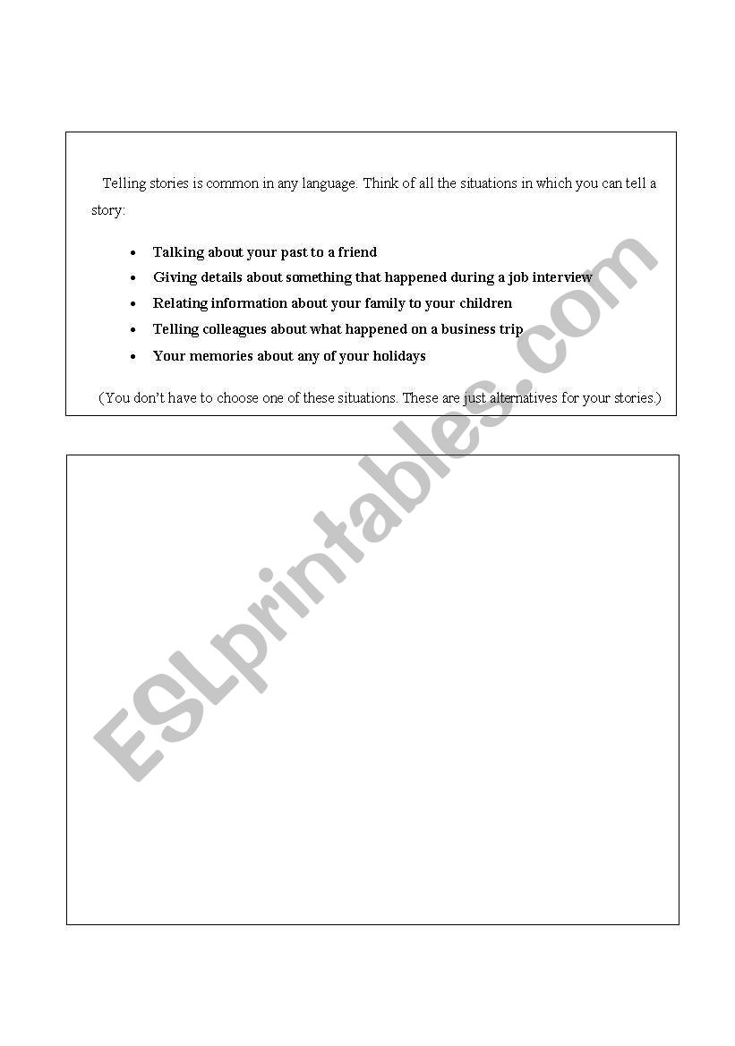 Story Writing (past tenses) worksheet