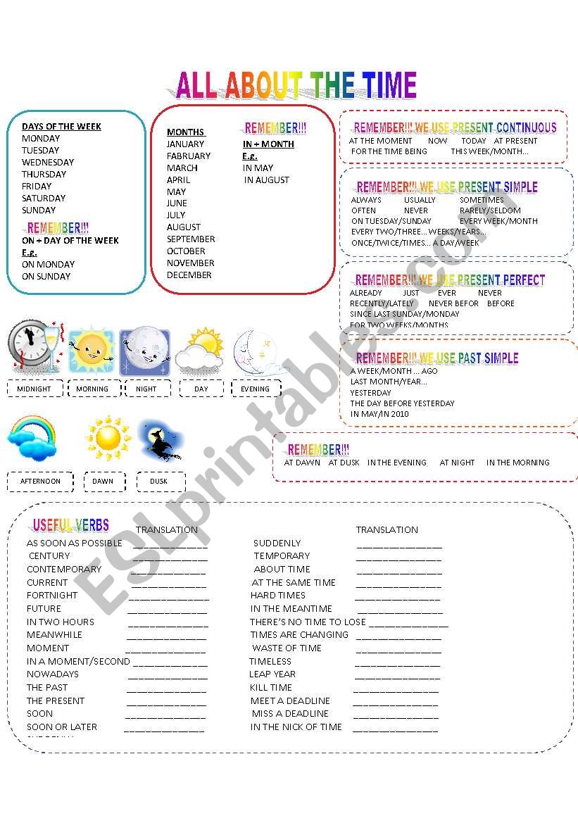 ALL ABOUT THE TIME worksheet