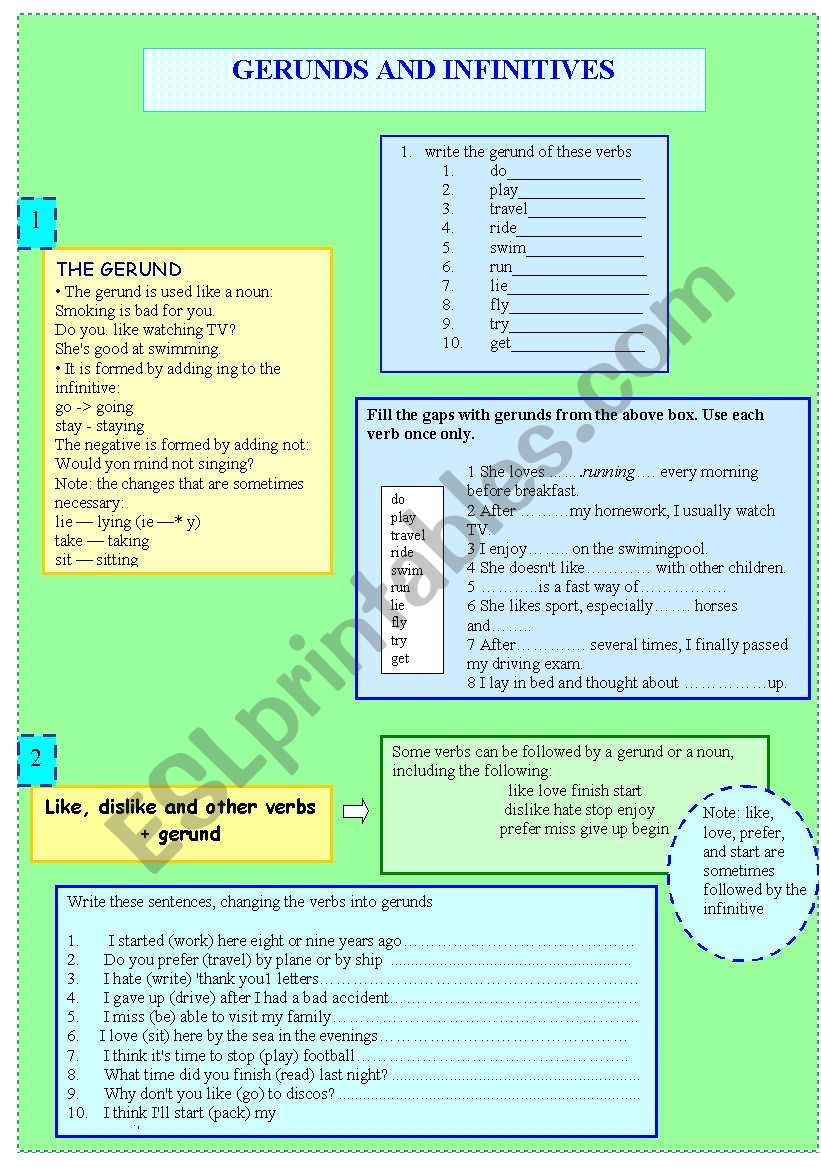 gerunds and infinitives worksheet