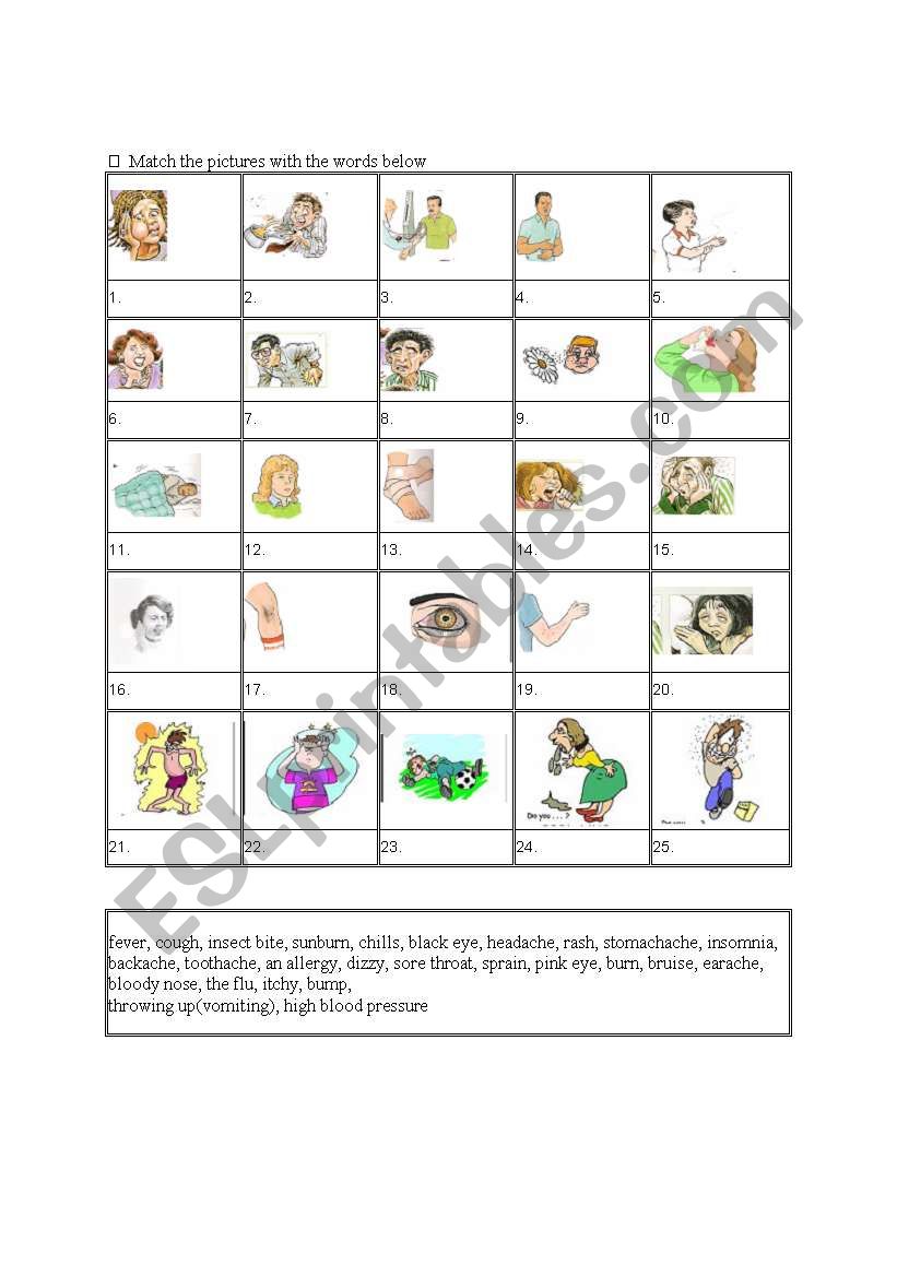 disease worksheet