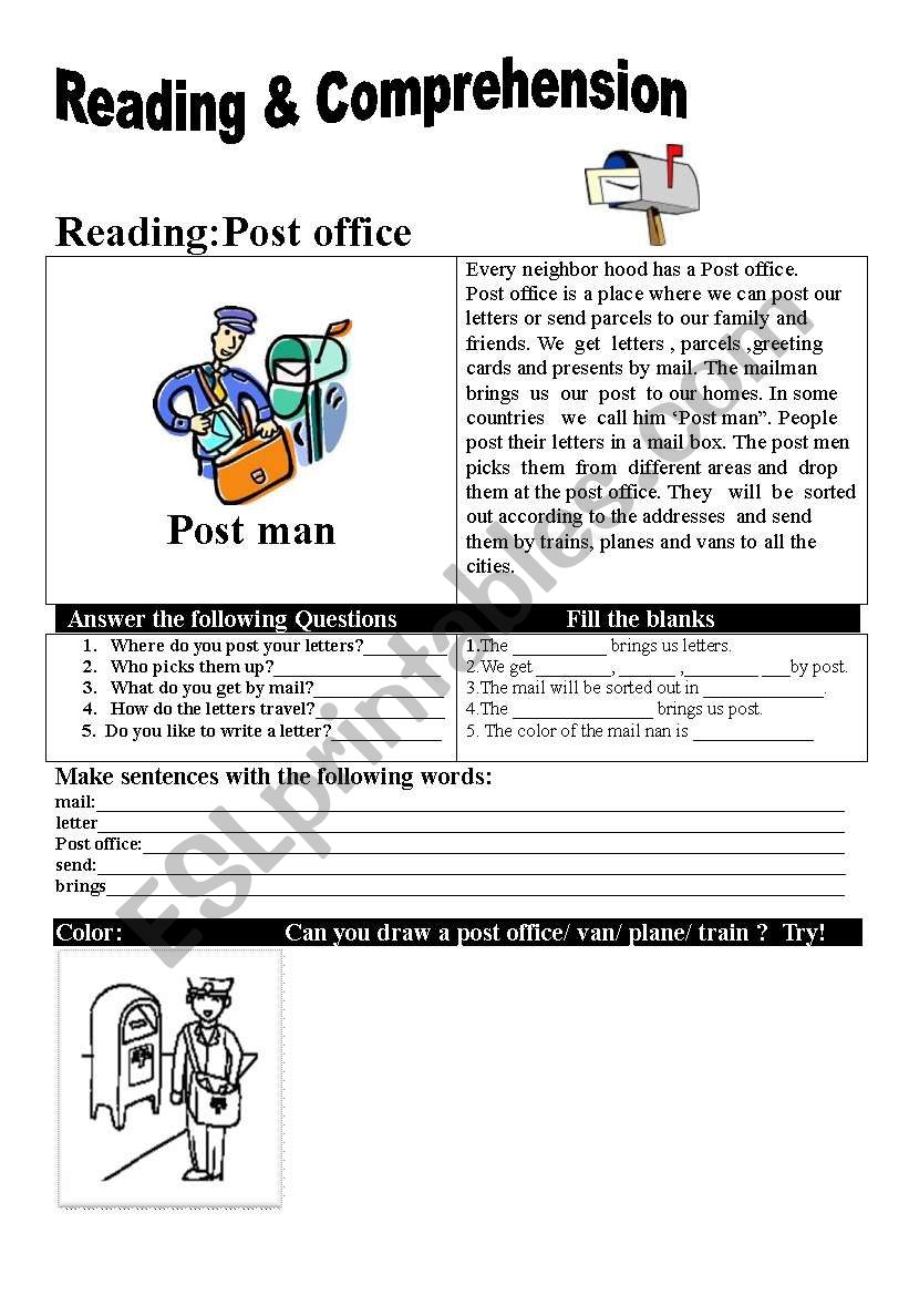 Reading and Comprehension worksheet