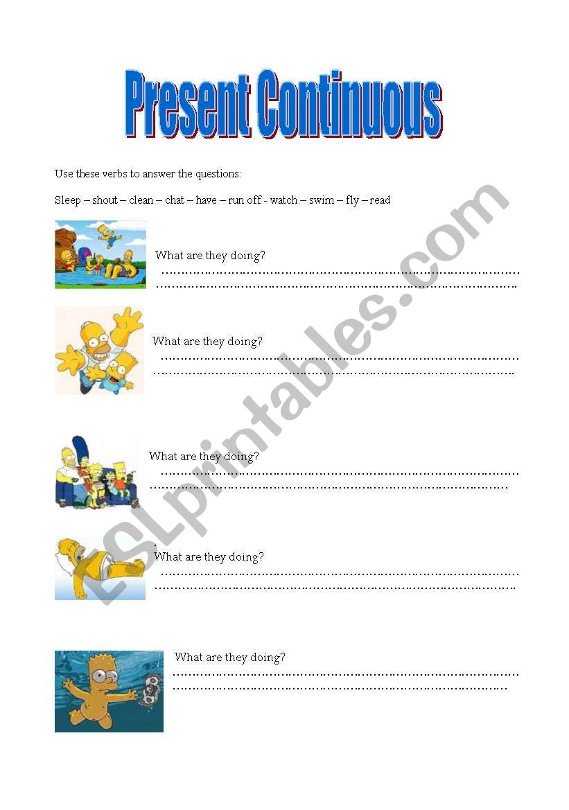 Presenti Continuous worksheet