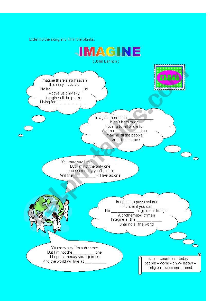 Imagine - John Lennon  worksheet