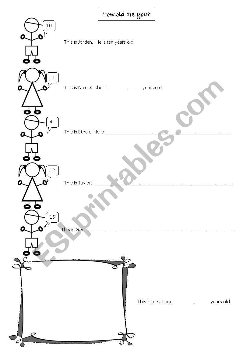 Ages (Numbers under 20) worksheet