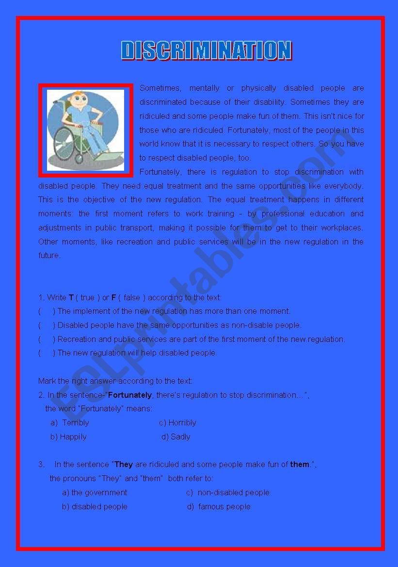 Stop discrimination ( 2 pages ) 