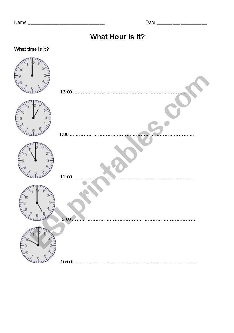 WHAT TIME IS IT worksheet