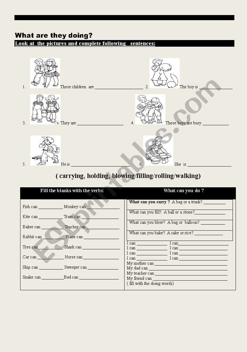 What are they doing?  worksheet