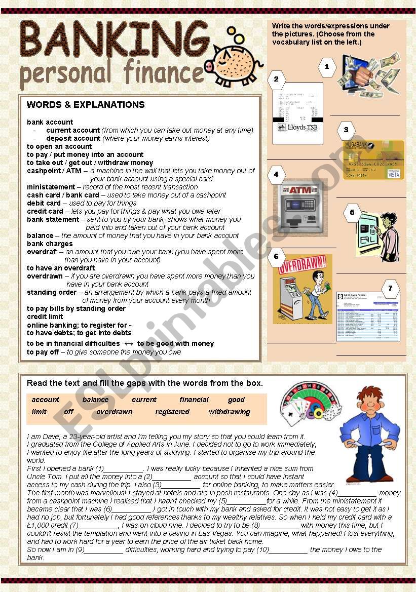 BANKING - PERSONAL FINANCE worksheet