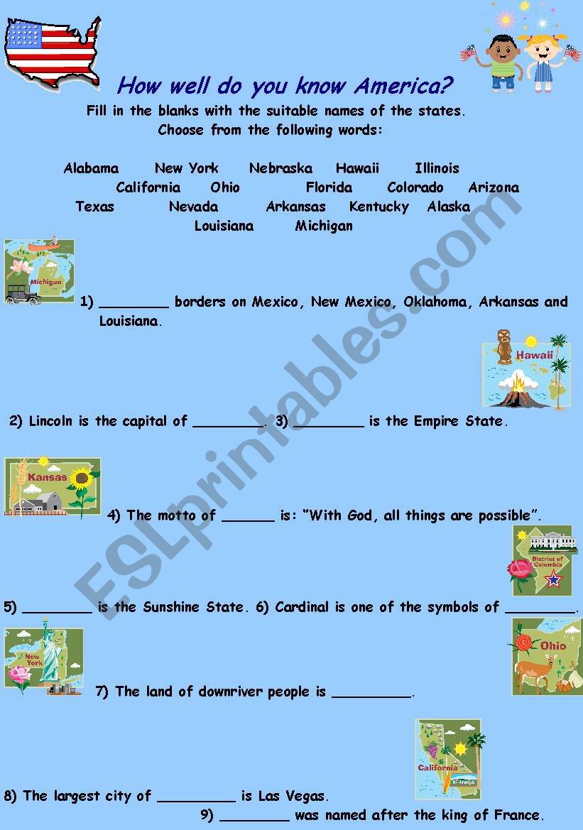 How well do you know America? worksheet