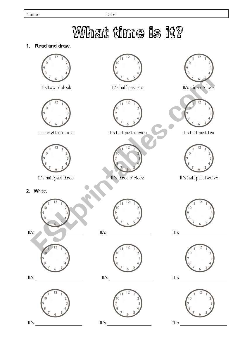 what time is it? worksheet