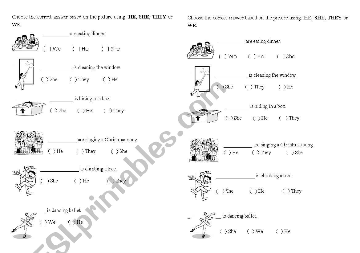 personal pronoun worksheet