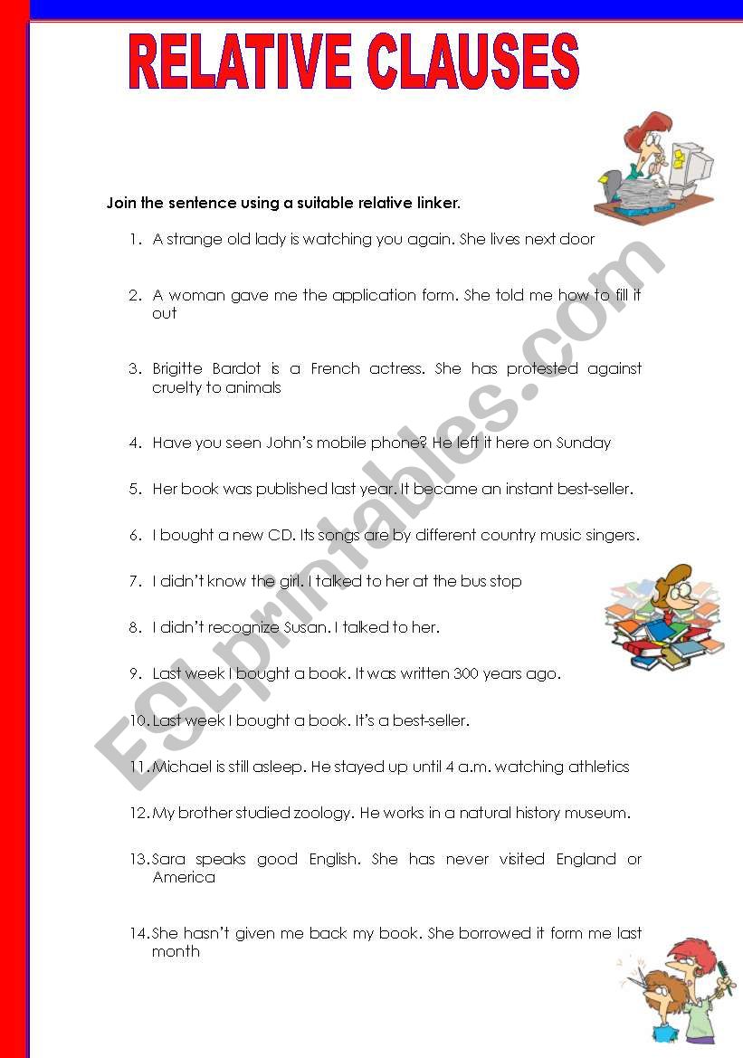 RELATIVE CLAUSES worksheet