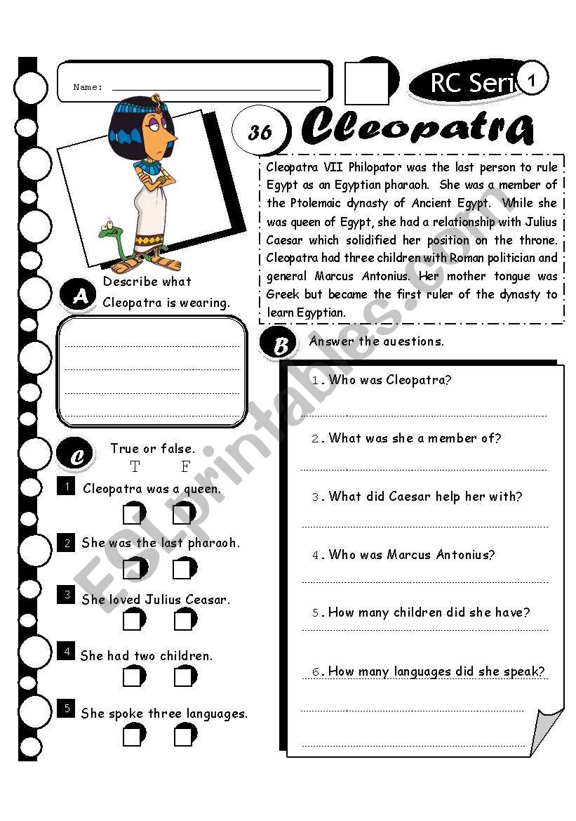 RC Series Level 1_37 Cleopatra (Fully Editable + Answer Key)