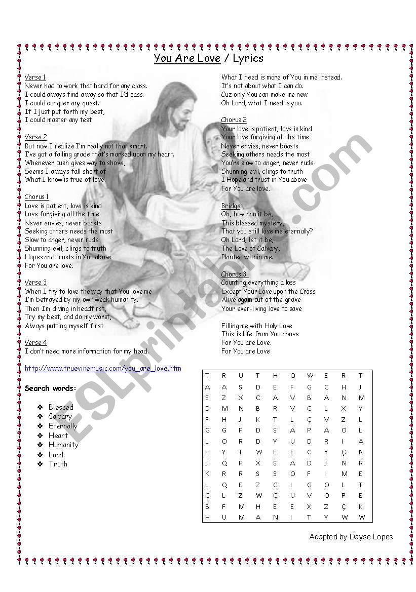 Corinthians 13 - 2 part worksheet