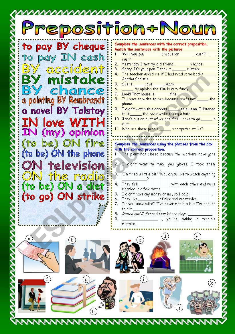 Preposition+Noun (Part 1) worksheet