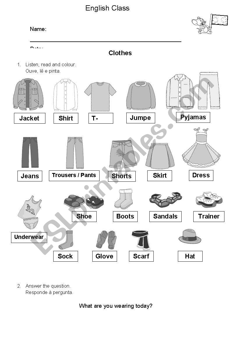 Clothes worksheet