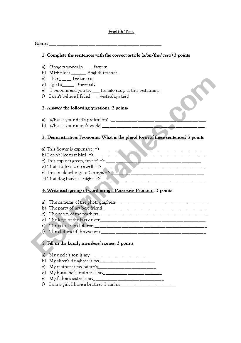 english-worksheets-articles-demostrative-pronouns-possesive