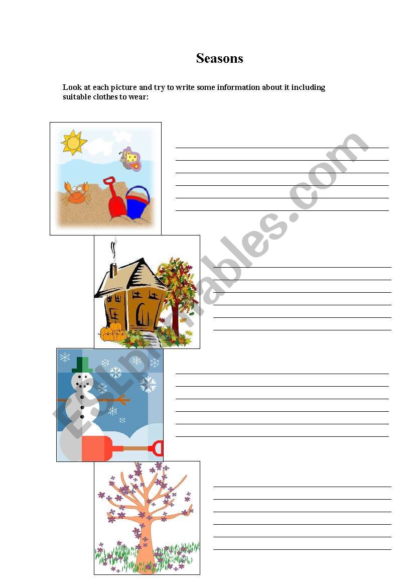 Seasons worksheet