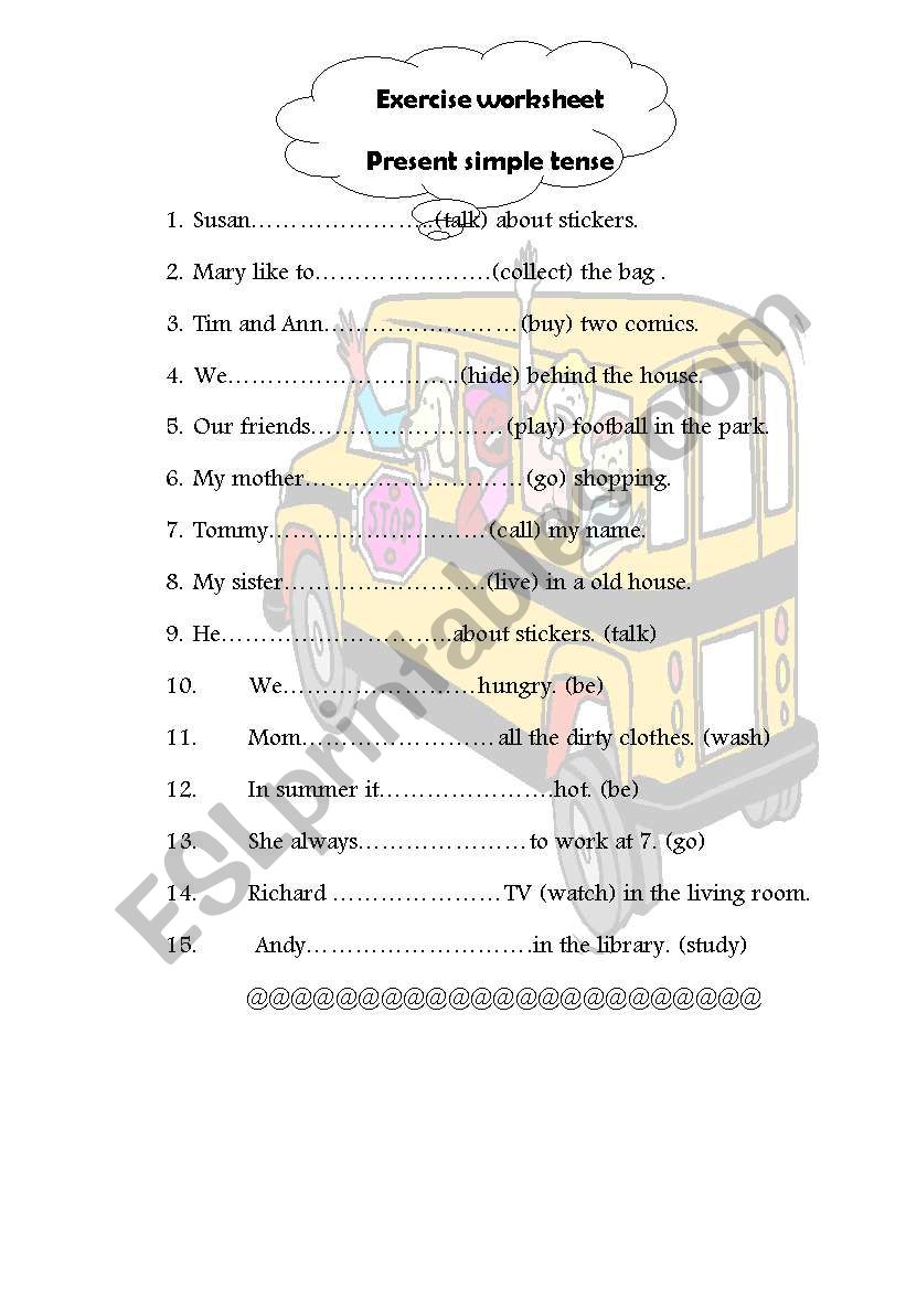 Present simple tense worksheet