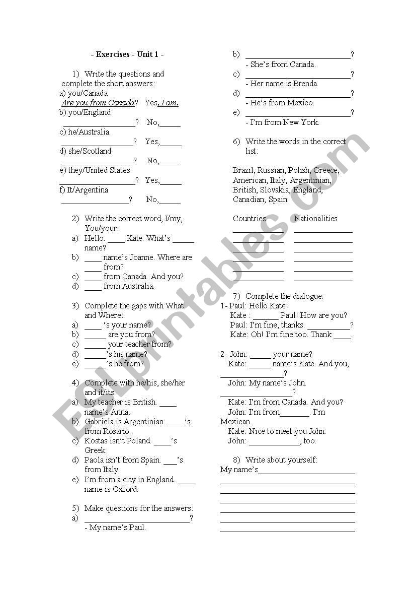 Veb to be and Presentation worksheet