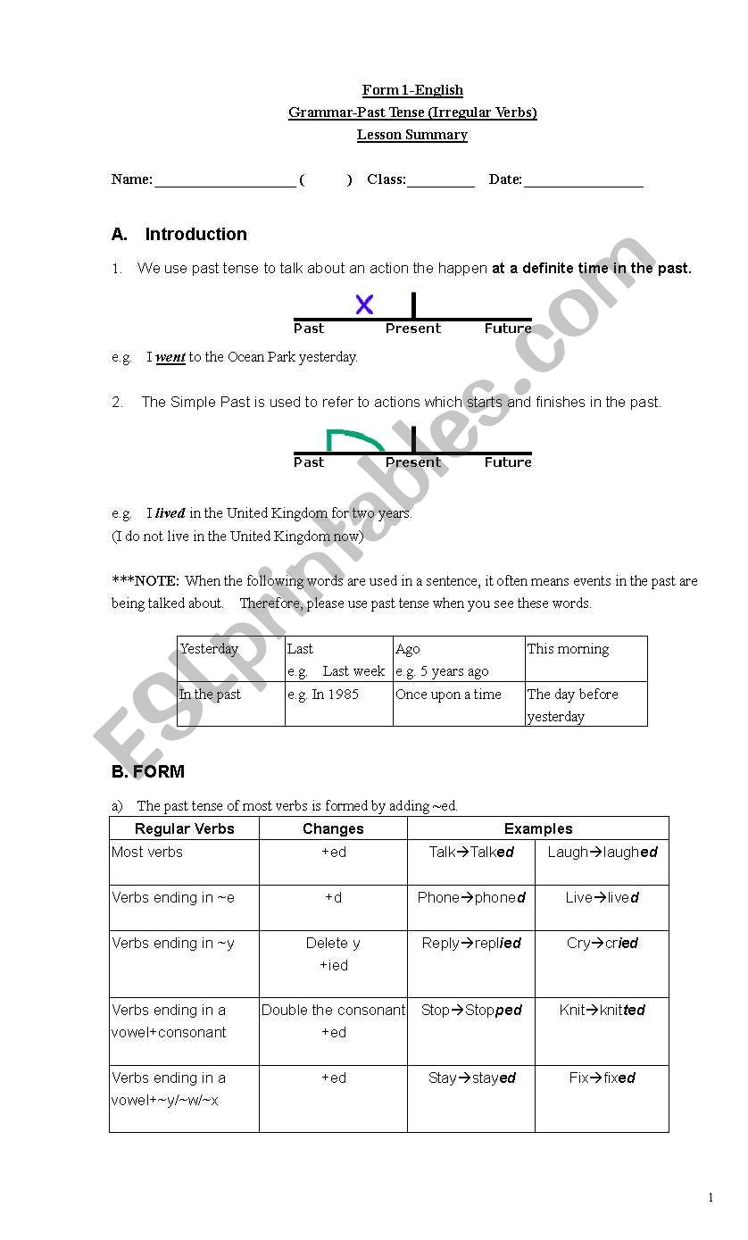 Simple Past (Irregular) worksheet