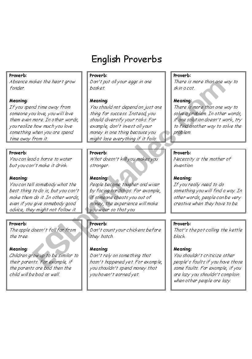 English Proverbs worksheet