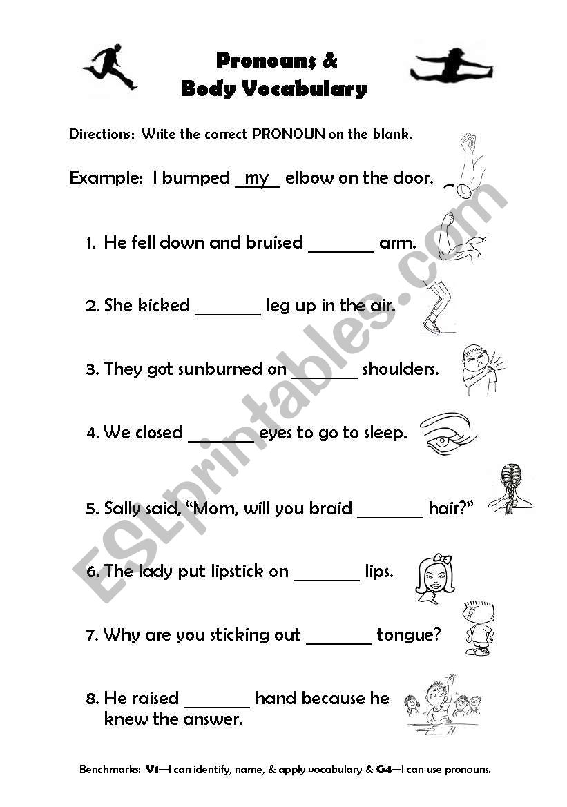Pronouns & Body Vocabulary worksheet