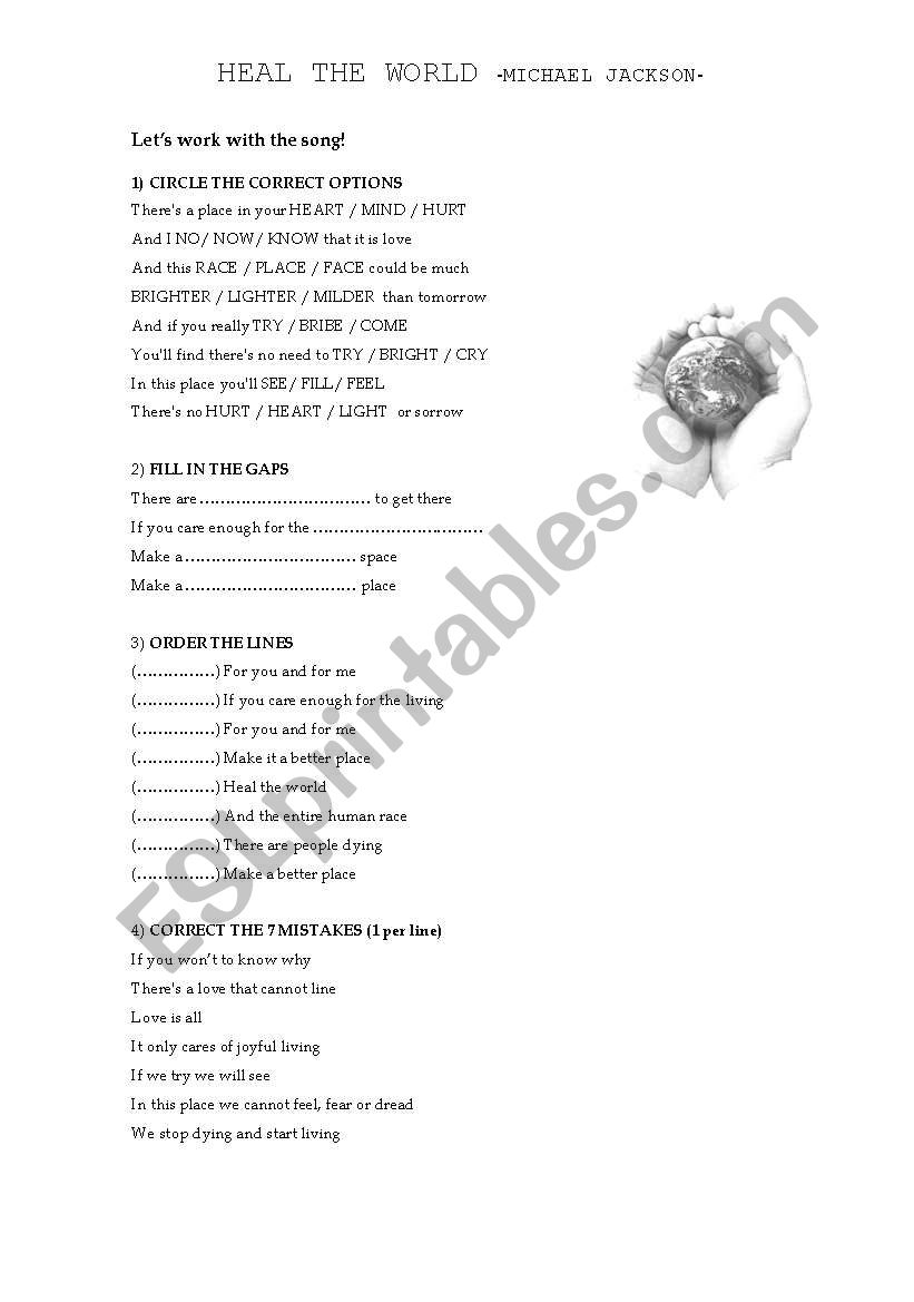 heal the world worksheet