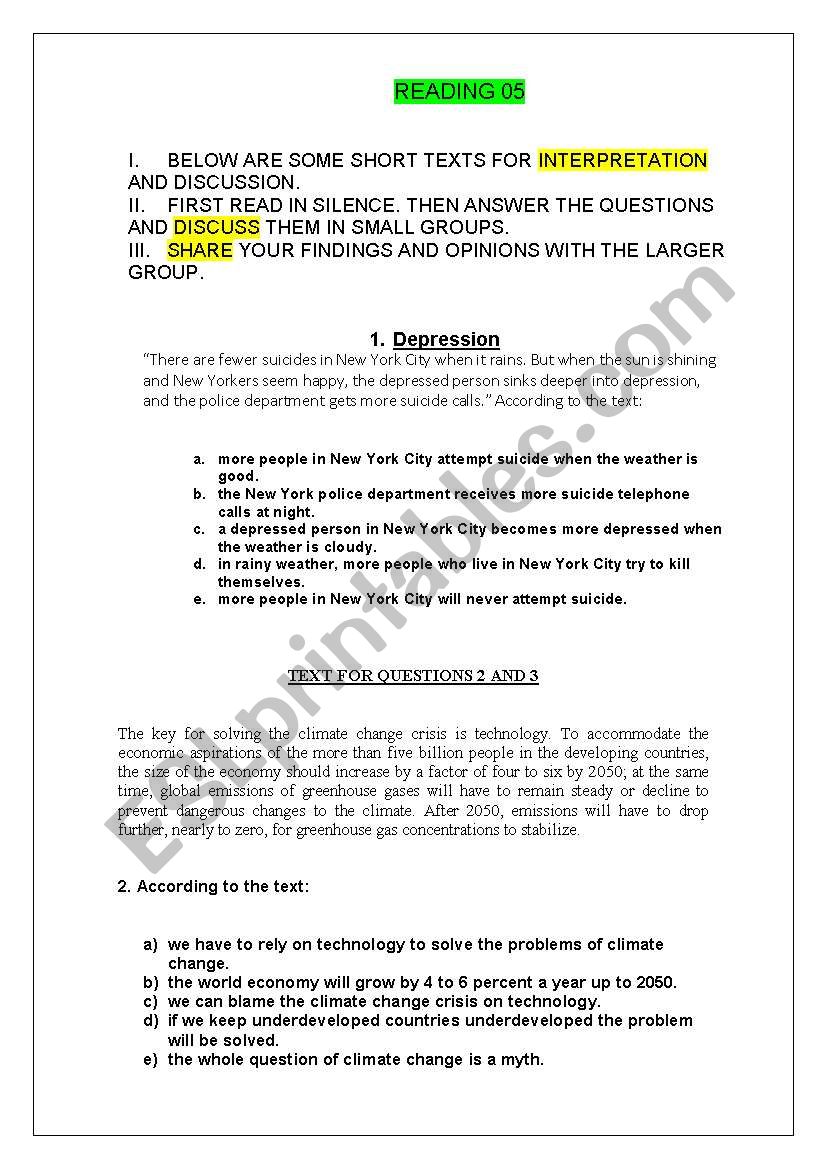 READING 05 worksheet