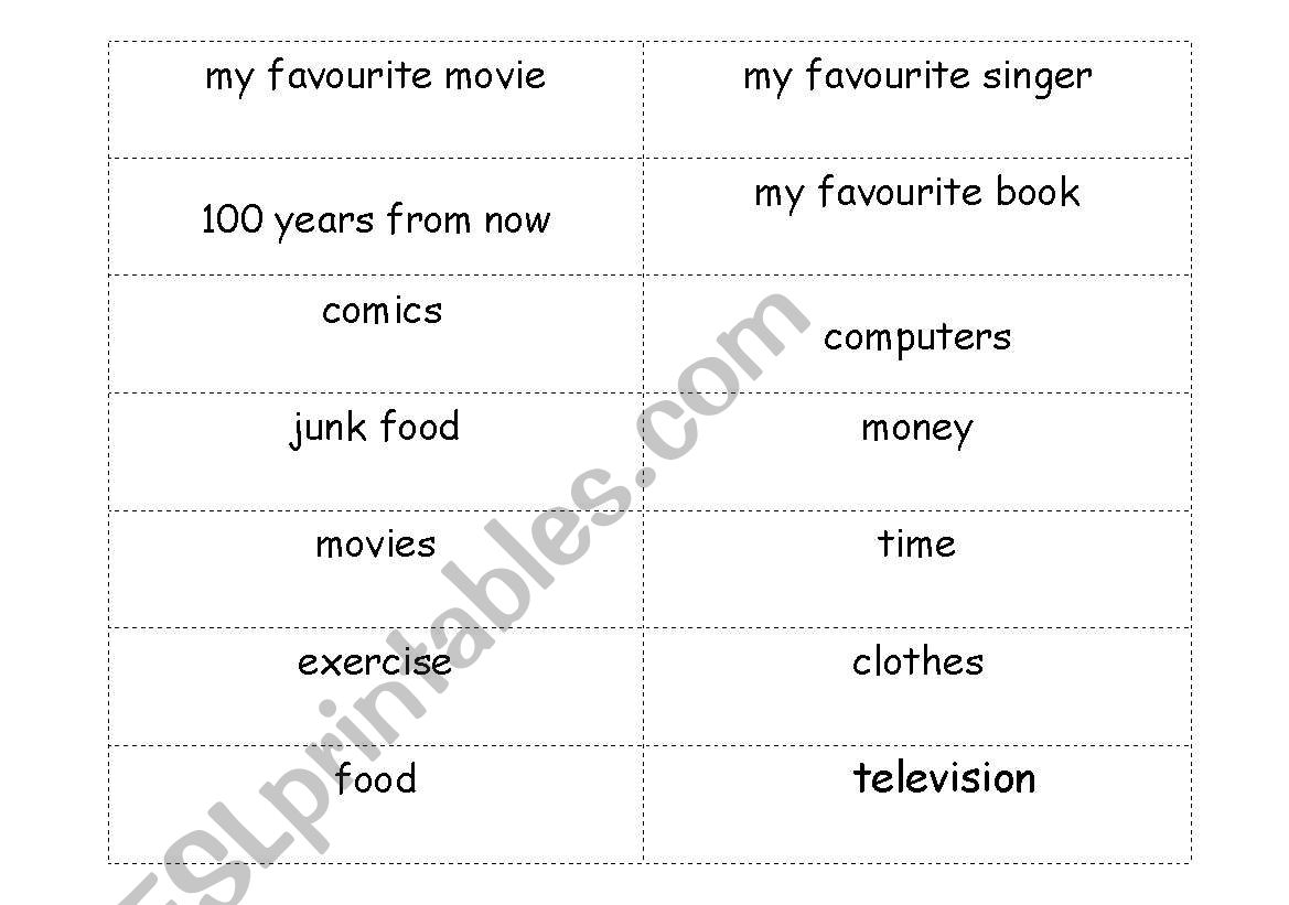 Easy Impromptu Speech topics worksheet