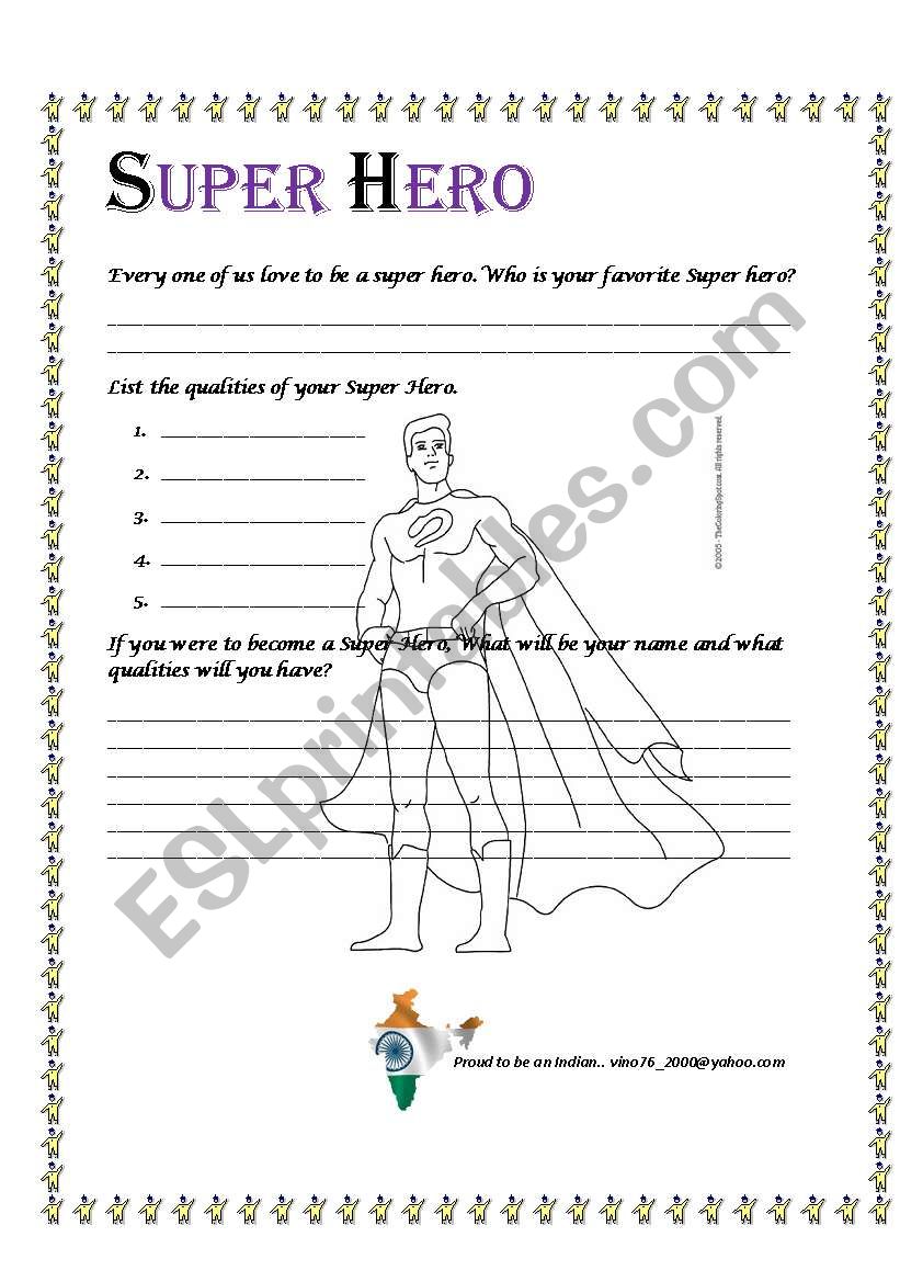 Super Hero worksheet