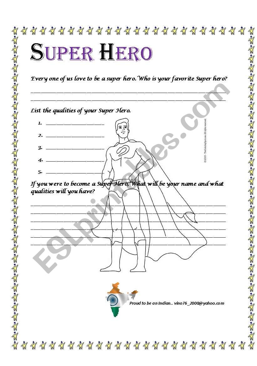 Super Hero worksheet