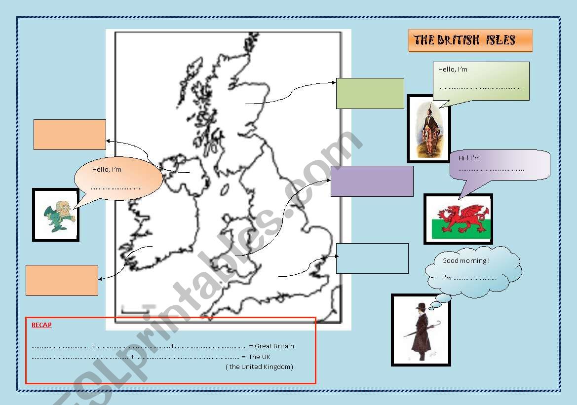 The British Isles (  a map to be completed + nationality)