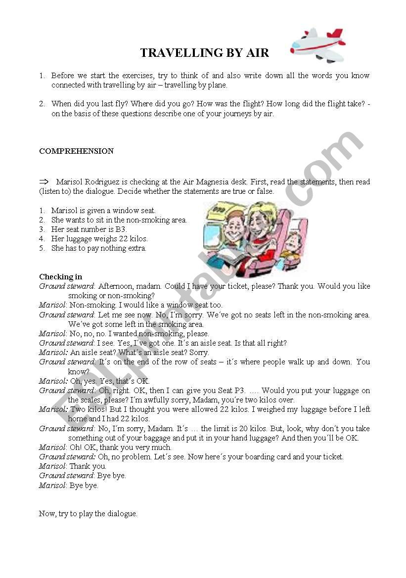 Travelling by air worksheet