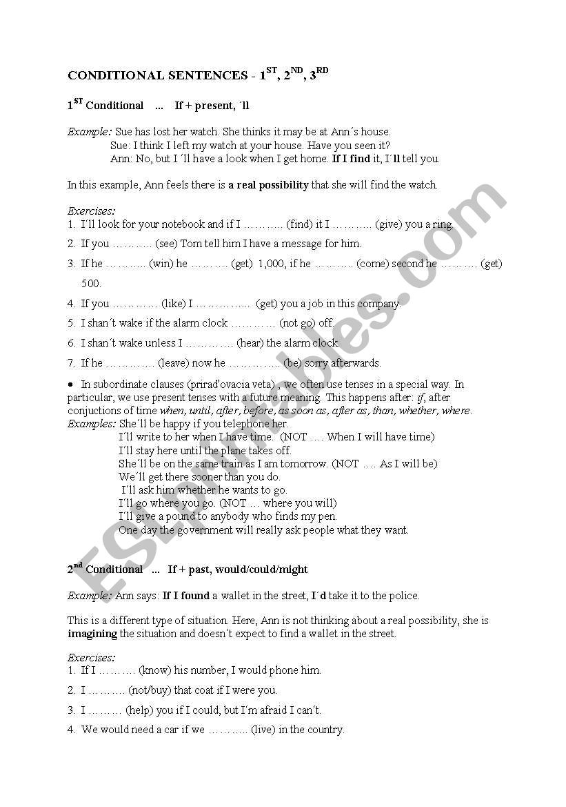 Conditional Sentences worksheet