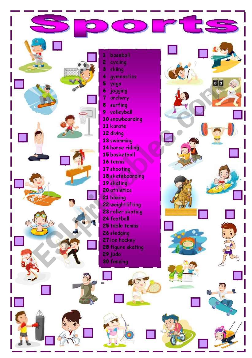 Sports Matching Exercise worksheet