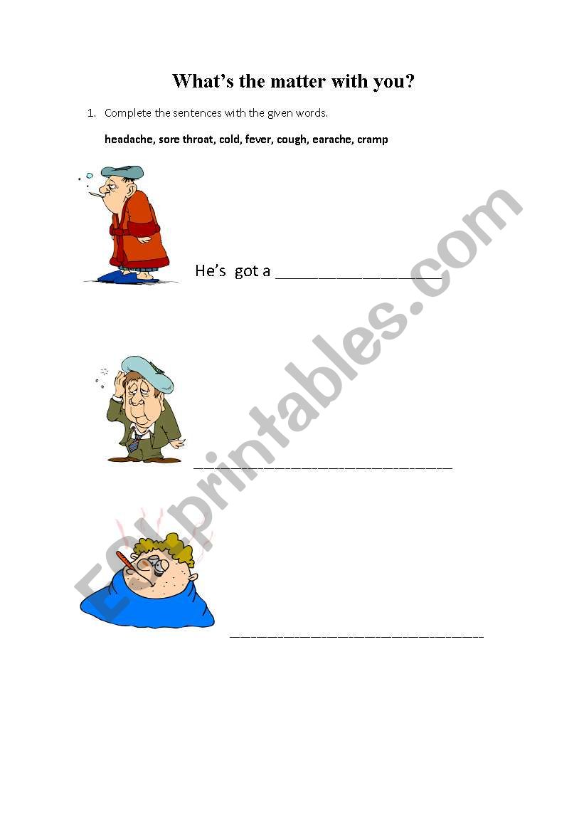 Whats the matter with you? worksheet