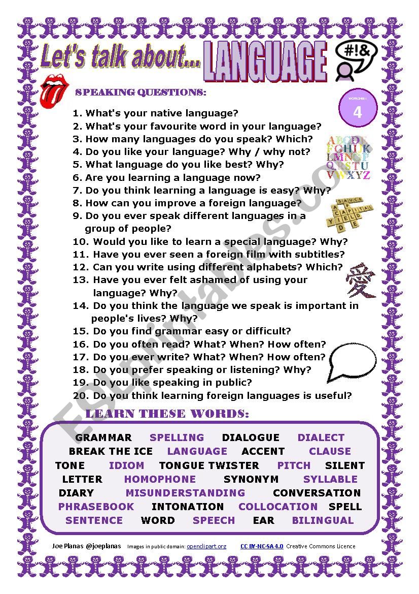 LET´S TALK ABOUT LANGUAGE (SPEAKING SERIES 4)