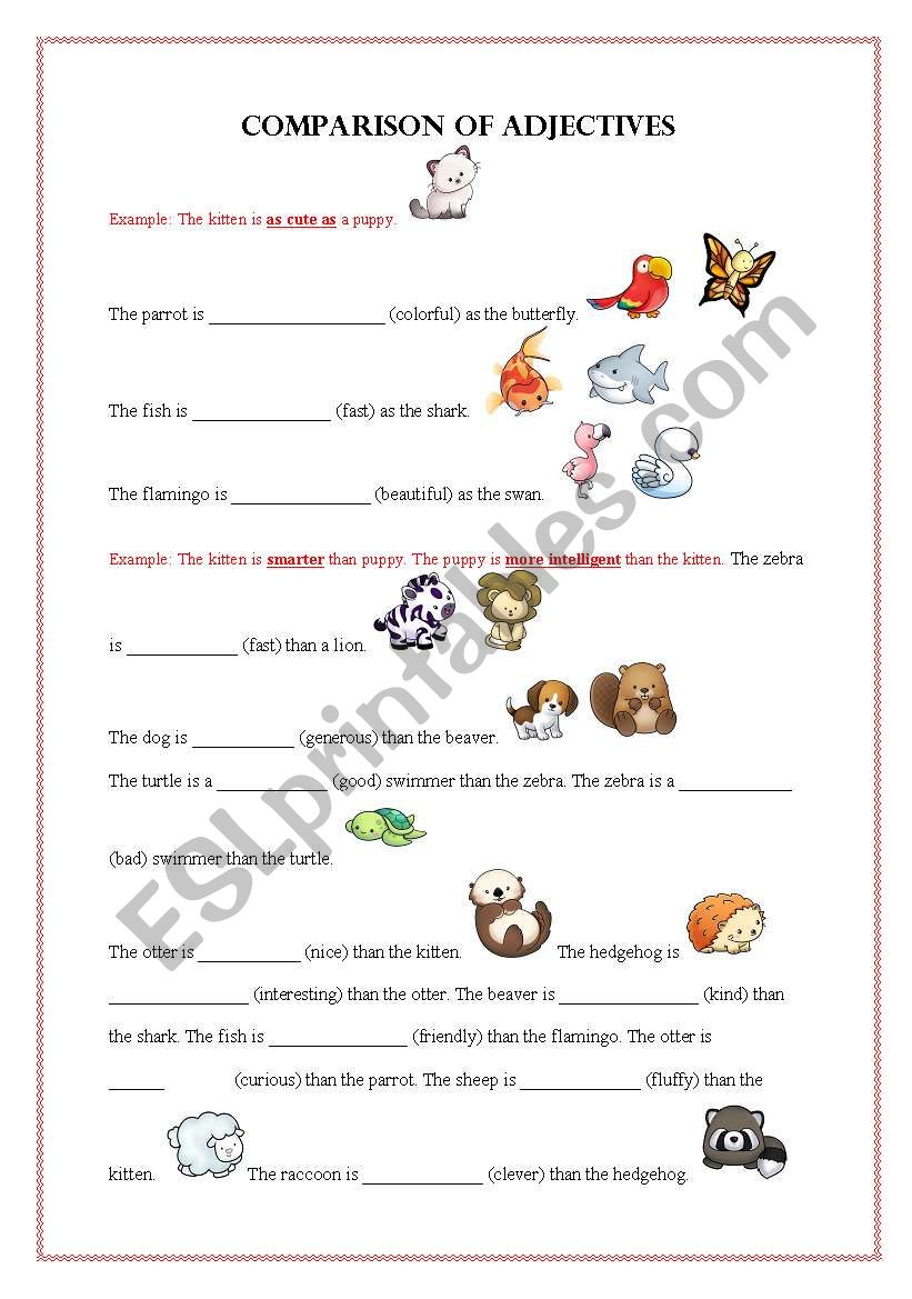 comparison of adjectives exercise