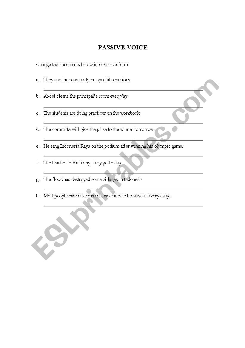 passive voice worksheet