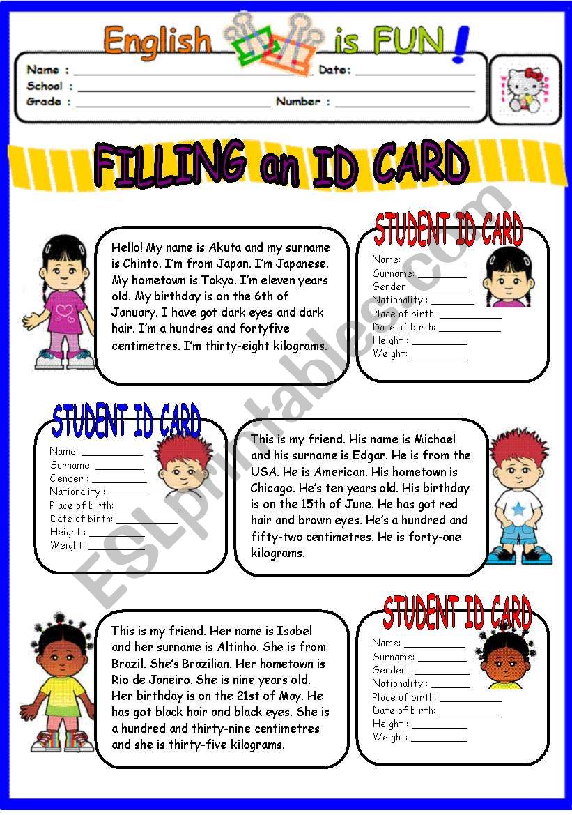 Filling an ID CArd worksheet