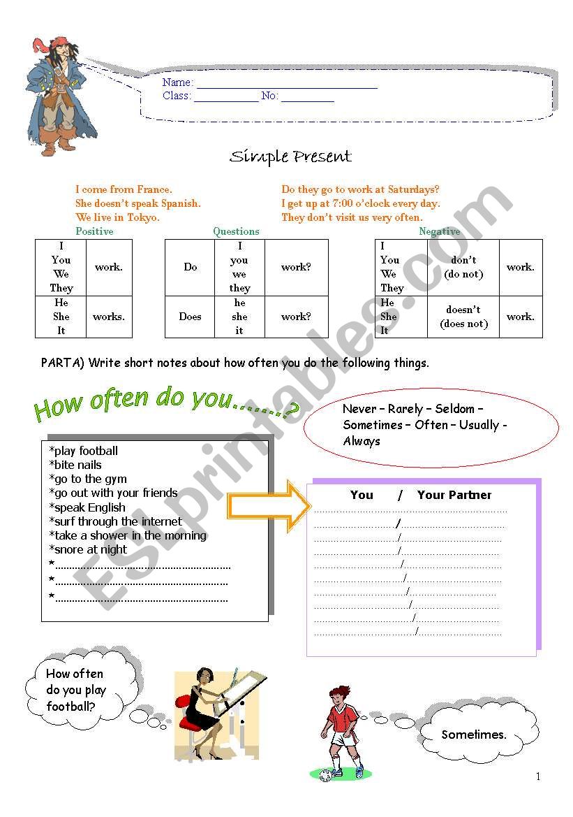 SIMPLE PRESENT TENSE worksheet